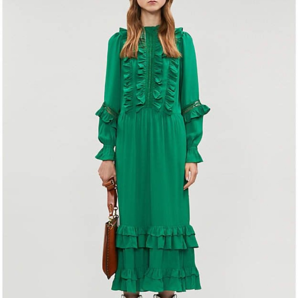 HAPPY X NATURE Lark Ruffled Polyester Midi Dress